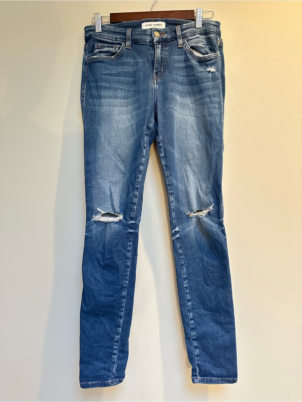 Flying Monkey Platinum Distressed Slim‎ Jeans Medium Wash Women’s 28